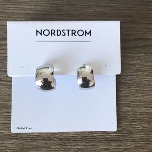 Nordstrom Platinum Sterling Silver Rhodium Hoop Earrings NWT